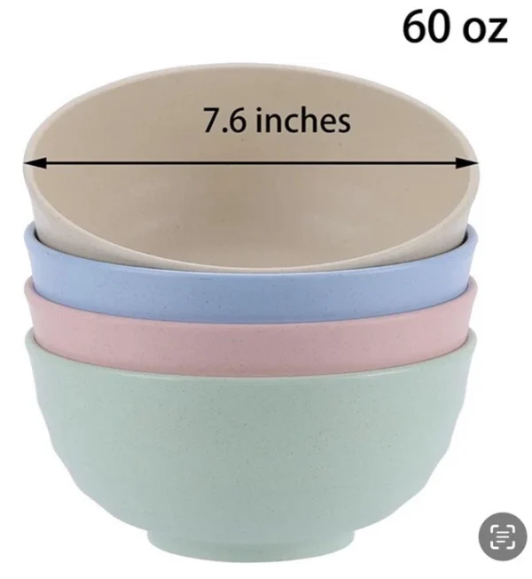 1 Cereal Bowls Set Of 4 Wheat Straw Bowls Sets 60 OZ Unbreakable Microwave