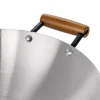 14in Stainless Steel Flat Bottom Wok with Wooden Handles