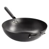 Hammered 13 Inch Heavy Gauge Carbon Steel Wok in Black