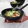 Hammered 13 Inch Heavy Gauge Carbon Steel Wok in Black