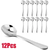 12 Pack Soup Spoons Round Stainless Steel Bouillon Spoon Table Serving Cooking