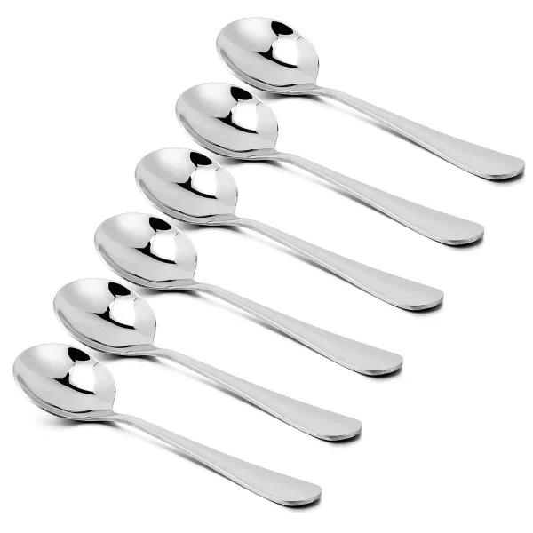 12 Pack Soup Spoons Round Stainless Steel Bouillon Spoon Table Serving Cooking
