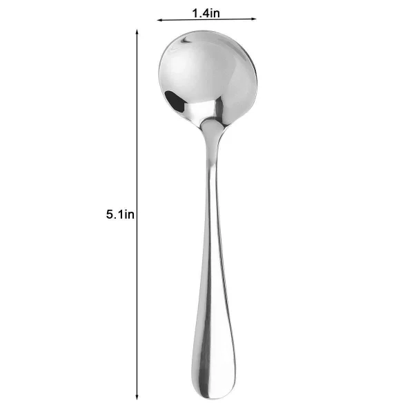 12 Pack Soup Spoons Round Stainless Steel Bouillon Spoon Table Serving Cooking
