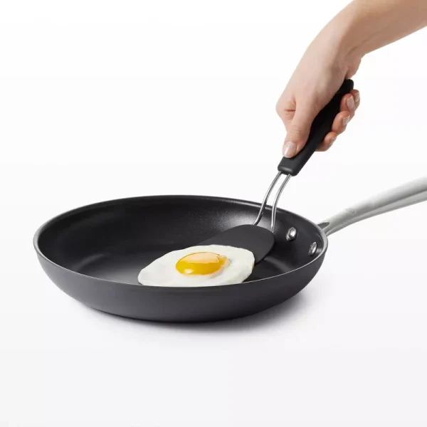 2 OXO Nylon Flexible Turner Black: Cooking Spatula, Dishwasher-Safe, 11" Length, Nylon & Stainless Steel