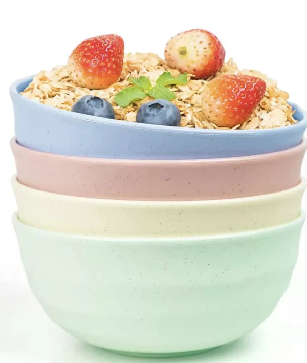 2 Cereal Bowls Set Of 4 Wheat Straw Bowls Sets 60 OZ Unbreakable Microwave
