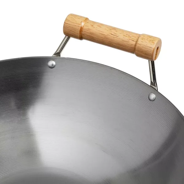 Classic Series 14-Inch Round Bottom Carbon Steel Wok with Birch Handles
