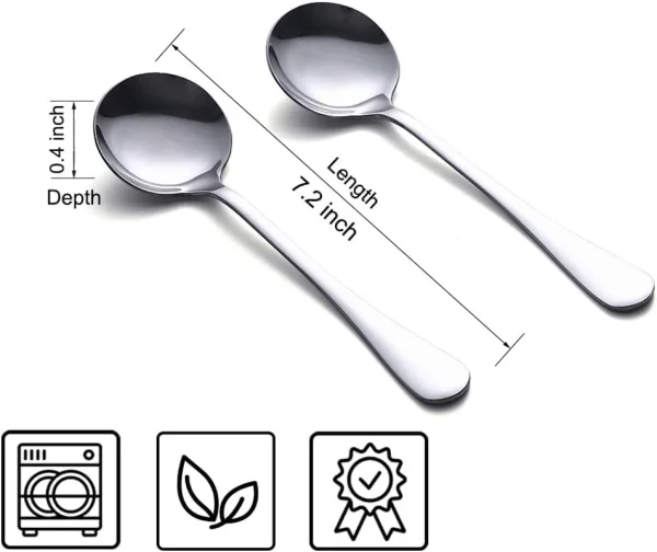 22 Soup Spoons 8-Piece Premium Stainless Steel Spoons round Spoons, Heavy-Weight