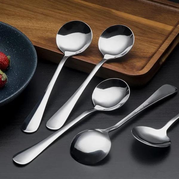 23 Soup Spoons 8-Piece Premium Stainless Steel Spoons round Spoons, Heavy-Weight