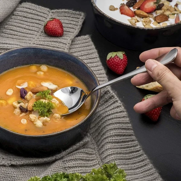 24 Soup Spoons 8-Piece Premium Stainless Steel Spoons round Spoons, Heavy-Weight