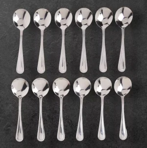 12 Pack Winco 0005-04 Dots Bouillon Spoon 18/0 Stainless Steel Heavyweight