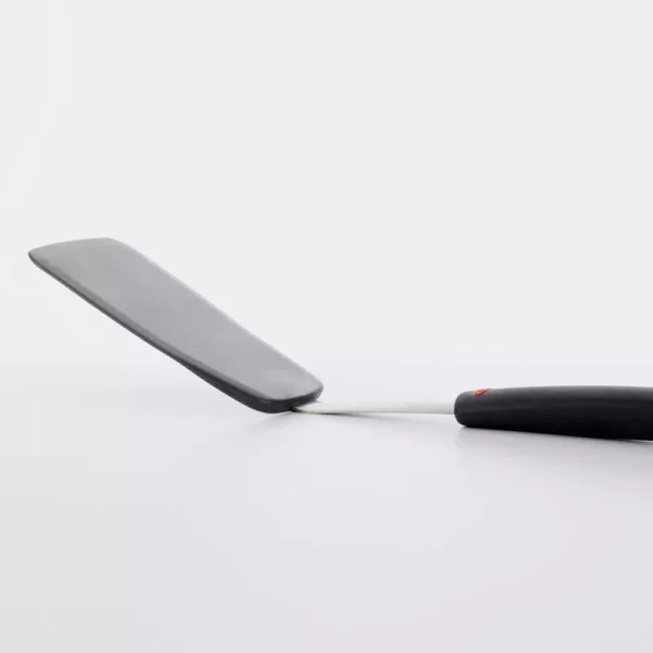 OXO Silicone Flexible Turner: Black Dishwasher-Safe Cooking Spatula, Stainless Steel Handle, 12" Length